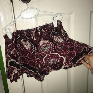 Red and black patterned flowy summer shorts